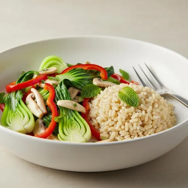 Asian Vegetables with Brown Rice & Vietnamese Mint, Prepared Meal Delivery, We Feed You