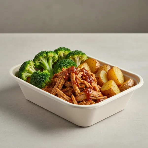 BBQ Pulled Chicken with Broccoli & Roasted Potatoes, Prepared Meal Delivery, ModifyHealth