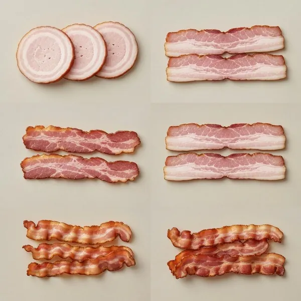 Bacon, all cuts, plain, cooked