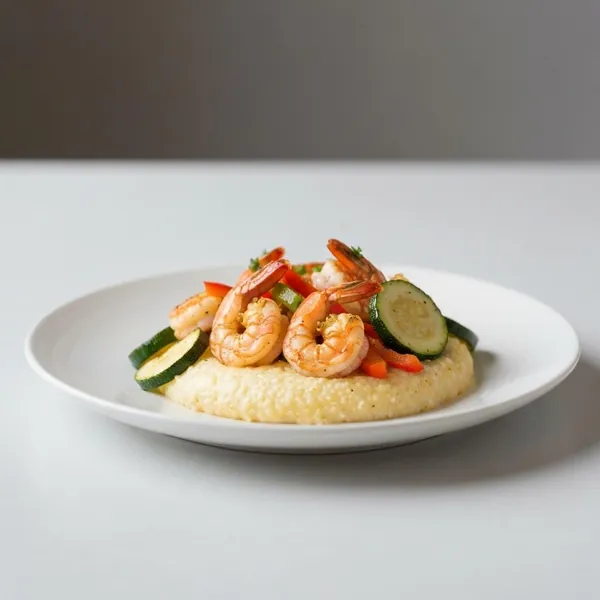 Blackened Shrimp & Grits with Zucchini & Peppers, Prepared Meal Delivery, ModifyHealth