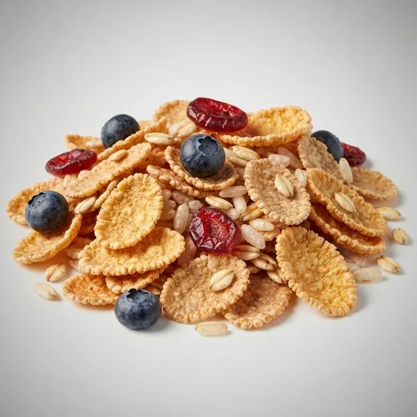 Breakfast cereal, flakes, mixed grain (rice & wheat), with dried fruits