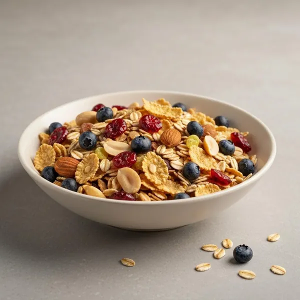 Breakfast cereal, muesli, spelt based, toasted (contains dried fruits & nuts)