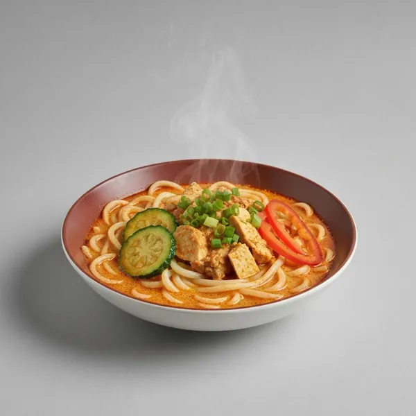 Chicken Laksa with Thick Rice Noodles and Vegetables, Prepared Meal Delivery, We Feed You
