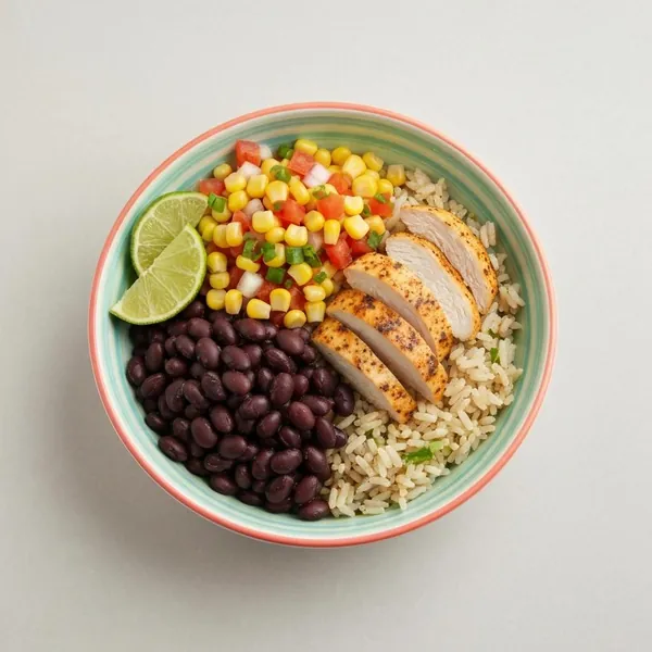 Chicken Taco Bowl with Cilantro Rice, Black Beans & Corn Salsa, Prepared Meal Delivery, ModifyHealth