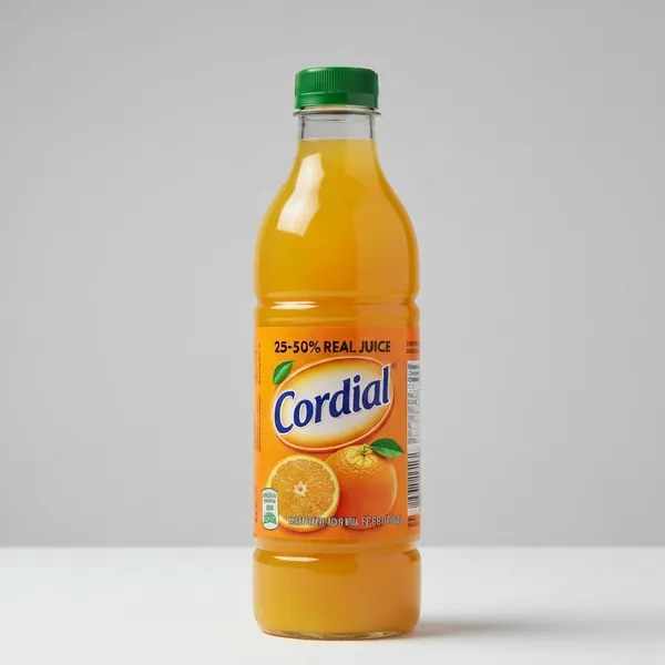 Cordial, orange, 25-50% real juice