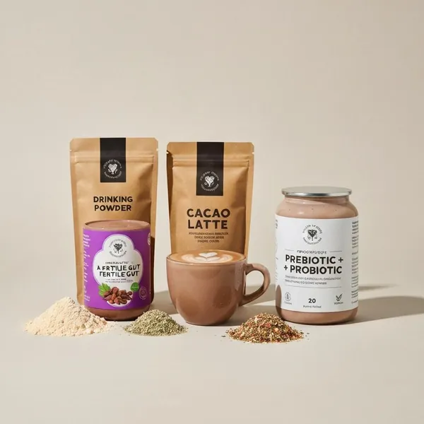 Drinking powder, Cacao Latte, Prebiotic + Probiotic Blend, Fertile Gut
