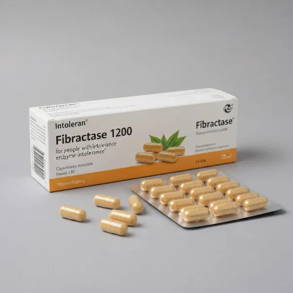 Enzyme supplement, Fibractase 1200 capsules, Intoleran