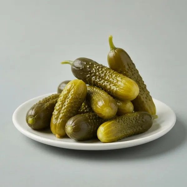 Gherkins, pickled in vinegar, drained
