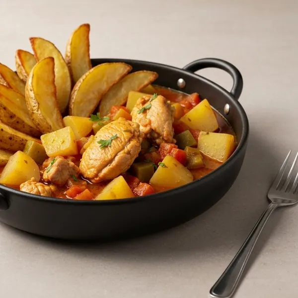 Greek Chicken Stew with Potato Wedges, Prepared Meal Delivery, Dineamic