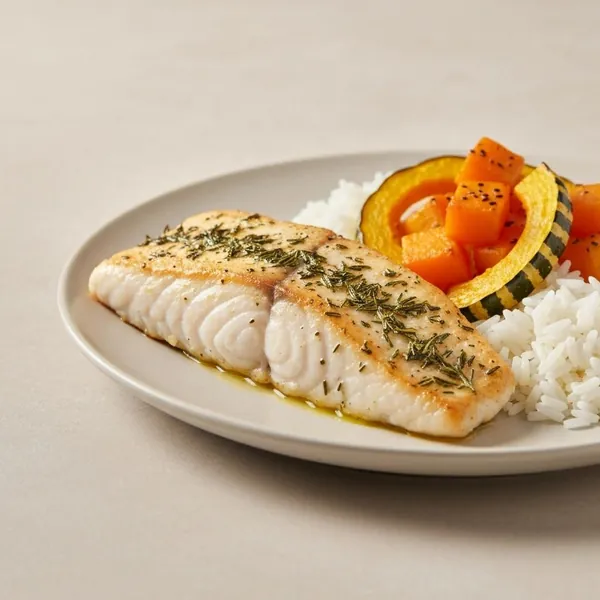 Herb Roasted Fish Filet with Squash & Rice, Prepared Meal Delivery, ModifyHealth