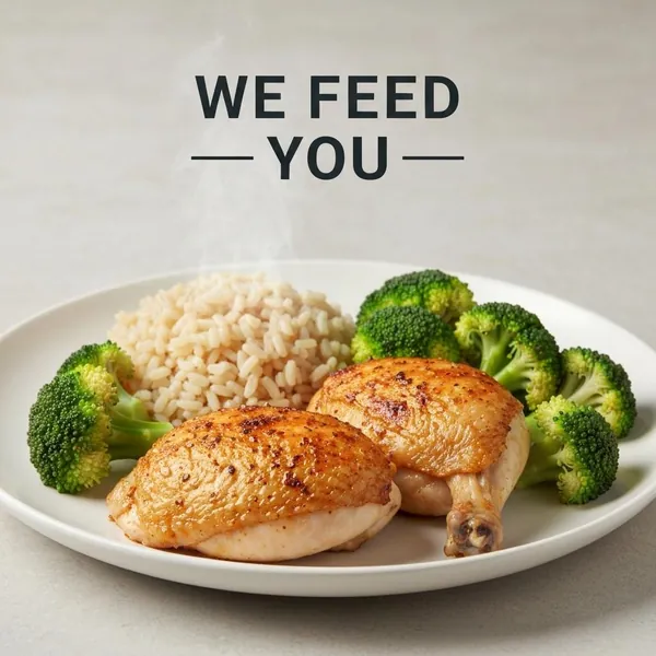 Italian Baked Chicken with Brown Rice and Broccoli, Prepared Meal Delivery, We Feed You