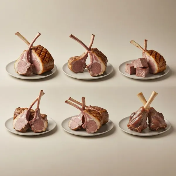 Lamb, all cuts, plain, cooked