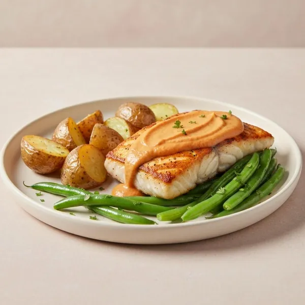 Mahi Mahi with Romesco Sauce, Roasted Potatoes & Herbed Green Beans, Prepared Meal Delivery, ModifyHealth