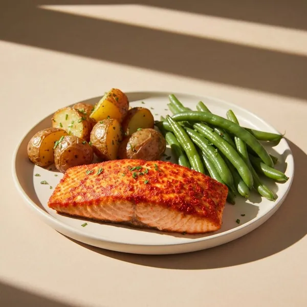Paprika Salmon with Herb Roasted Potato & Green Beans, Prepared Meal Delivery, ModifyHealth