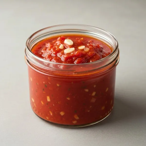 Pasta sauce, tomato-based (contains garlic and onion), commercial