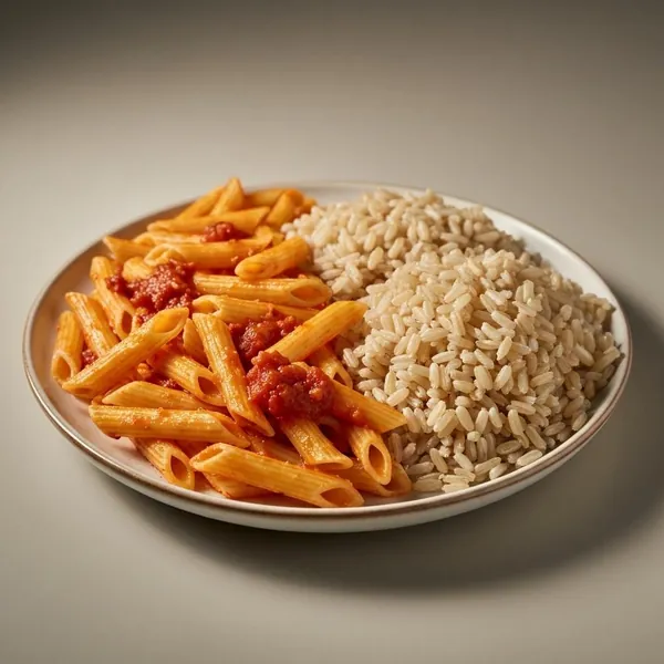 Pasta, brown rice, cooked