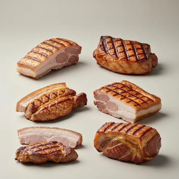 Pork, all cuts, plain, cooked