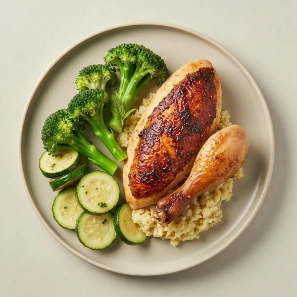 Romesco Baked Chicken with Lemon-Basil Broccoli & Zucchini, Prepared Meal Delivery, ModifyHealth
