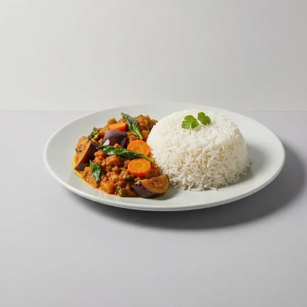 South Indian Vegetable Curry with Basmati Rice, Prepared Meal Delivery, Dineamic