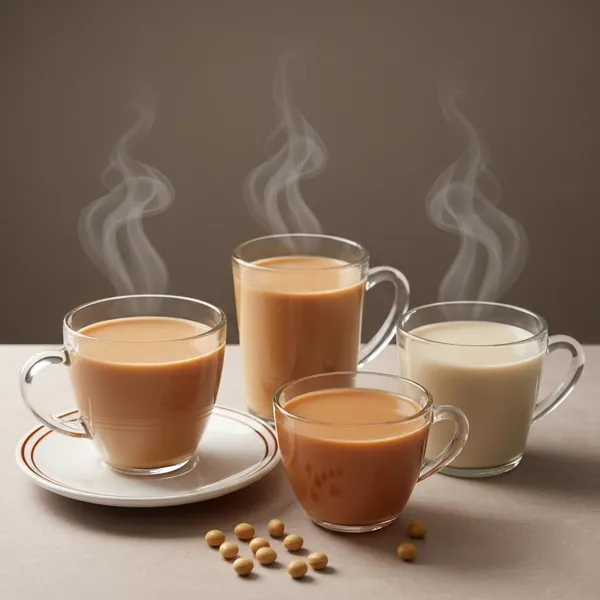 Tea, chai, strong, soy milk (soy beans)