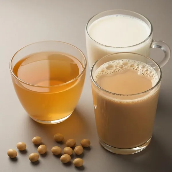 Tea, chai, weak, soy milk (soy beans)